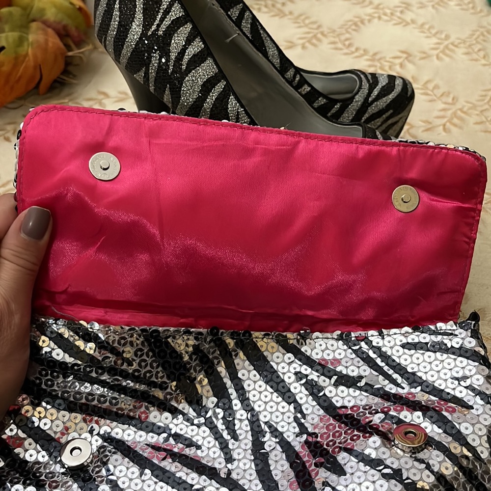 2for1 Zebra Sparkly Print Black/Silver Stilettos … - image 6